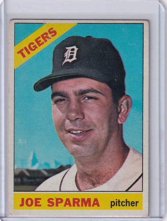 1966 Topps Baseball card of Joe Sparma, Detroit Tigers pitcher