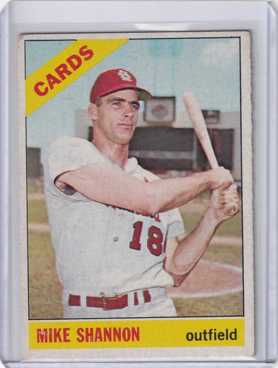 1966 Topps Baseball #293 Mike Shannon in batting stance for St. Louis Cardinals