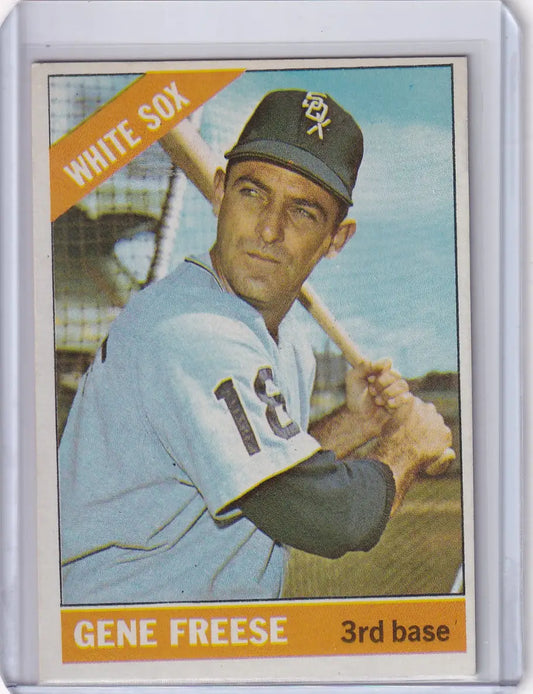 1966 Topps Baseball card of Gene Freese in batting stance for Chicago White Sox