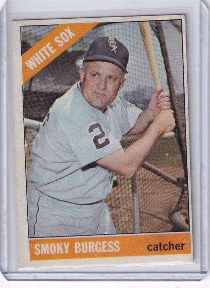 Vintage Topps Baseball card of Smoky Burgess in batting stance for Chicago White Sox