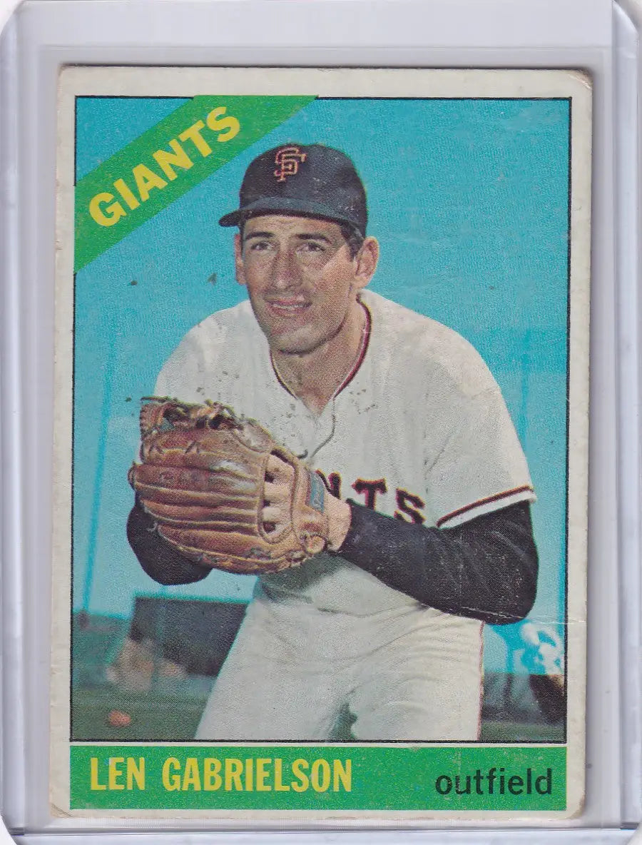 Vintage Topps Baseball card of Len Gabrielson from San Francisco Giants in white uniform