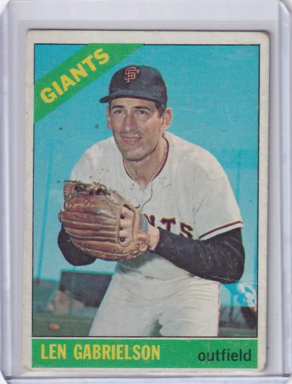 Vintage Topps Baseball card of Len Gabrielson from San Francisco Giants in white uniform