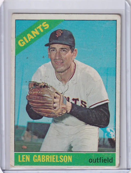 Vintage Topps Baseball card of Len Gabrielson from San Francisco Giants in white uniform