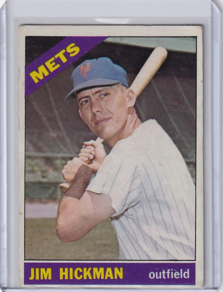 Vintage Topps Baseball card of Jim Hickman in batting stance for New York Mets