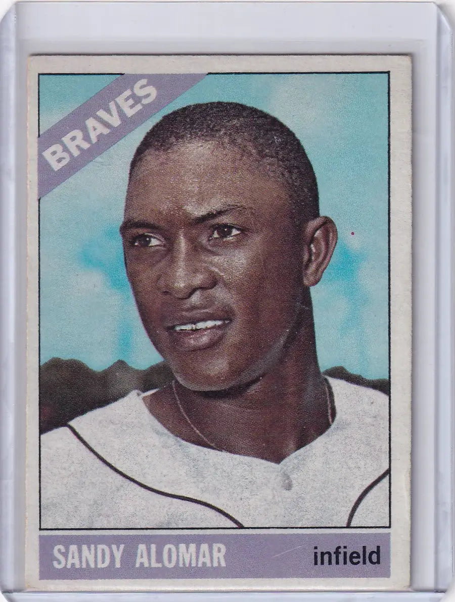 1966 Topps Baseball card of Sandy Alomar Sr for the Atlanta Braves infield