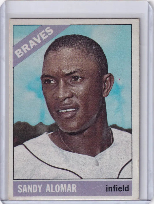 1966 Topps Baseball card of Sandy Alomar Sr for the Atlanta Braves infield