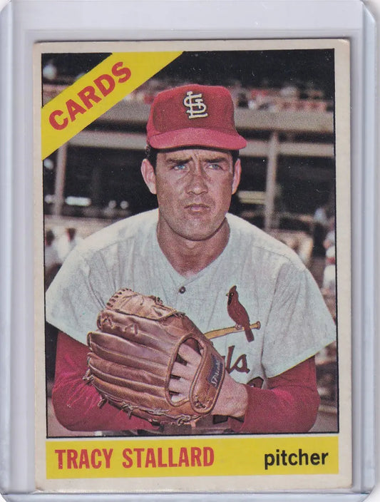 Vintage 1966 Topps Baseball card of Tracy Stallard, St. Louis Cardinals pitcher