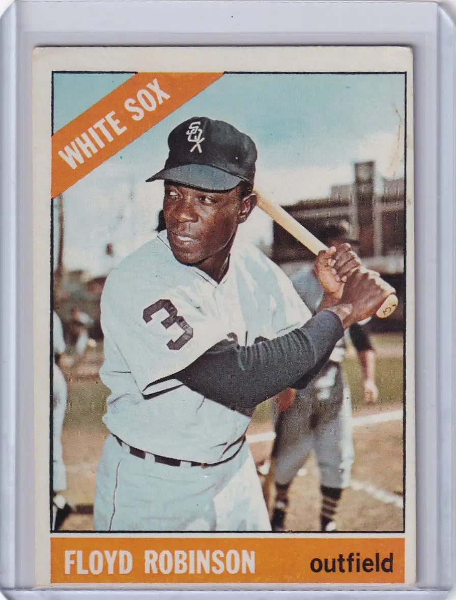 1966 Topps Baseball card of Floyd Robinson, Chicago White Sox outfielder in batting stance
