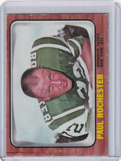 Vintage Topps Football trading card of Paul Rochester in New York Jets jersey