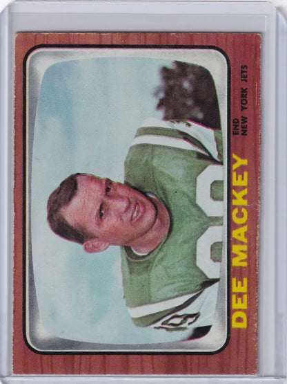Vintage Topps Football card of Dee Mackey in New York Jets green jersey