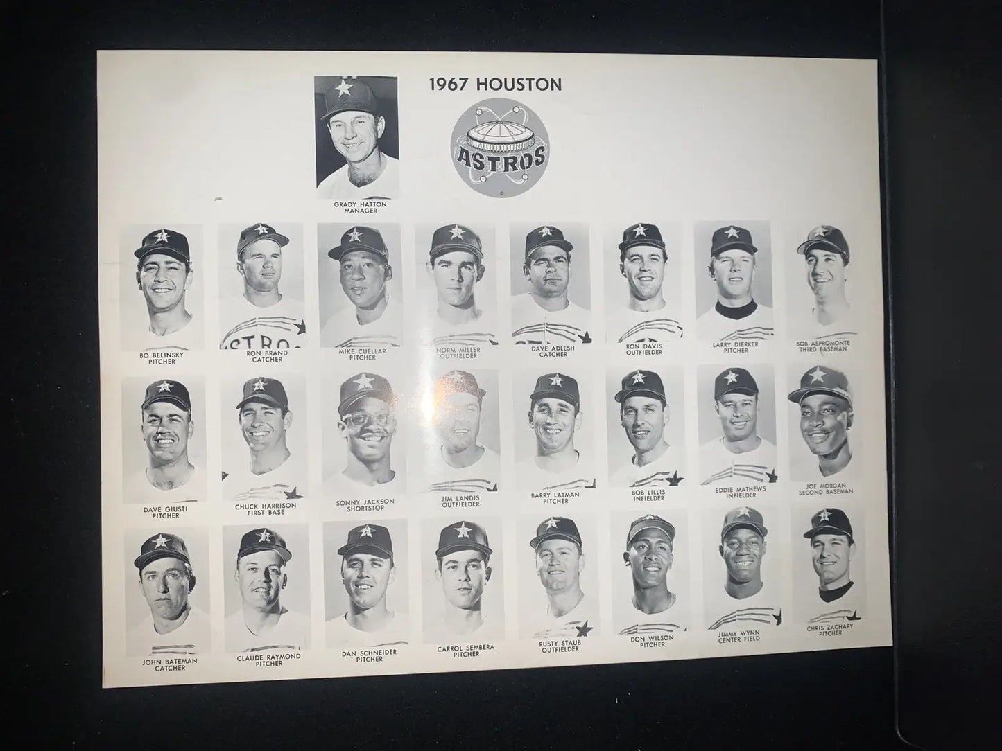 1967 Houston Astros team photo featuring Joe Morgan, perfect for trading cards collectors