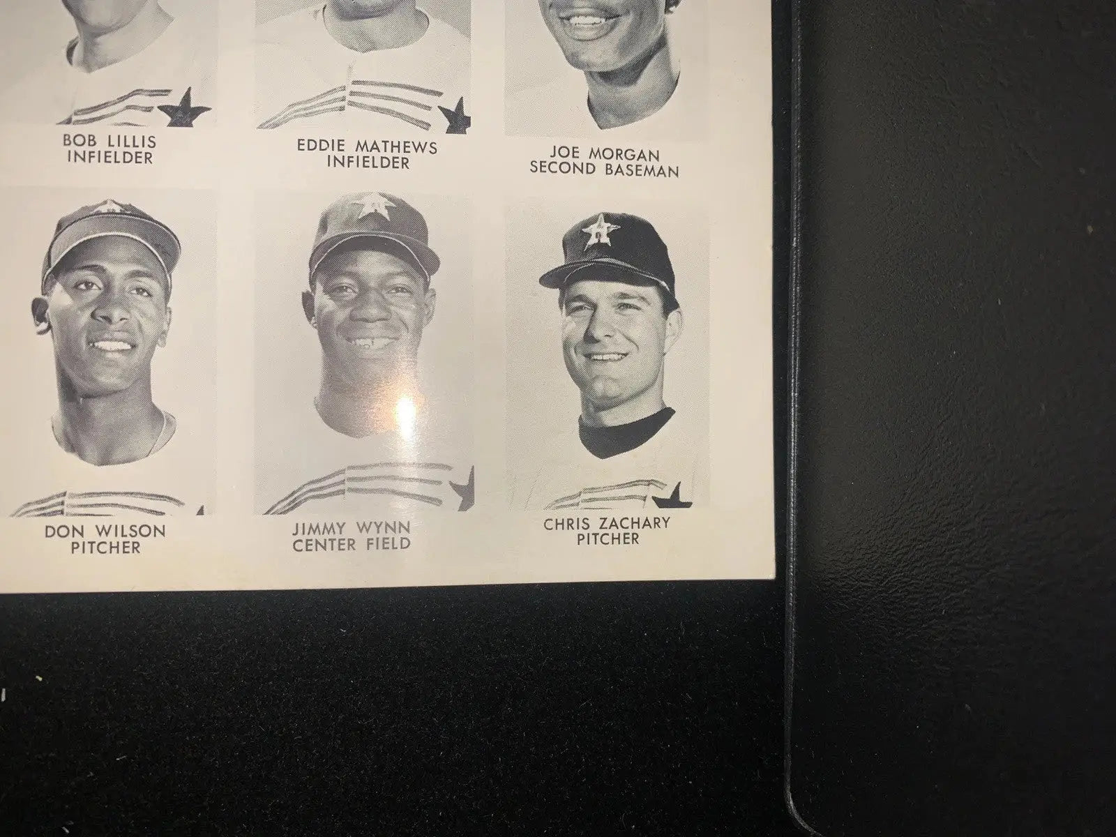 Vintage baseball player portraits featuring Joe Morgan from the Houston Astros trading cards