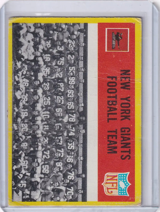 Vintage football card featuring 1967 Philadelphia Football 109 New York Giants TC