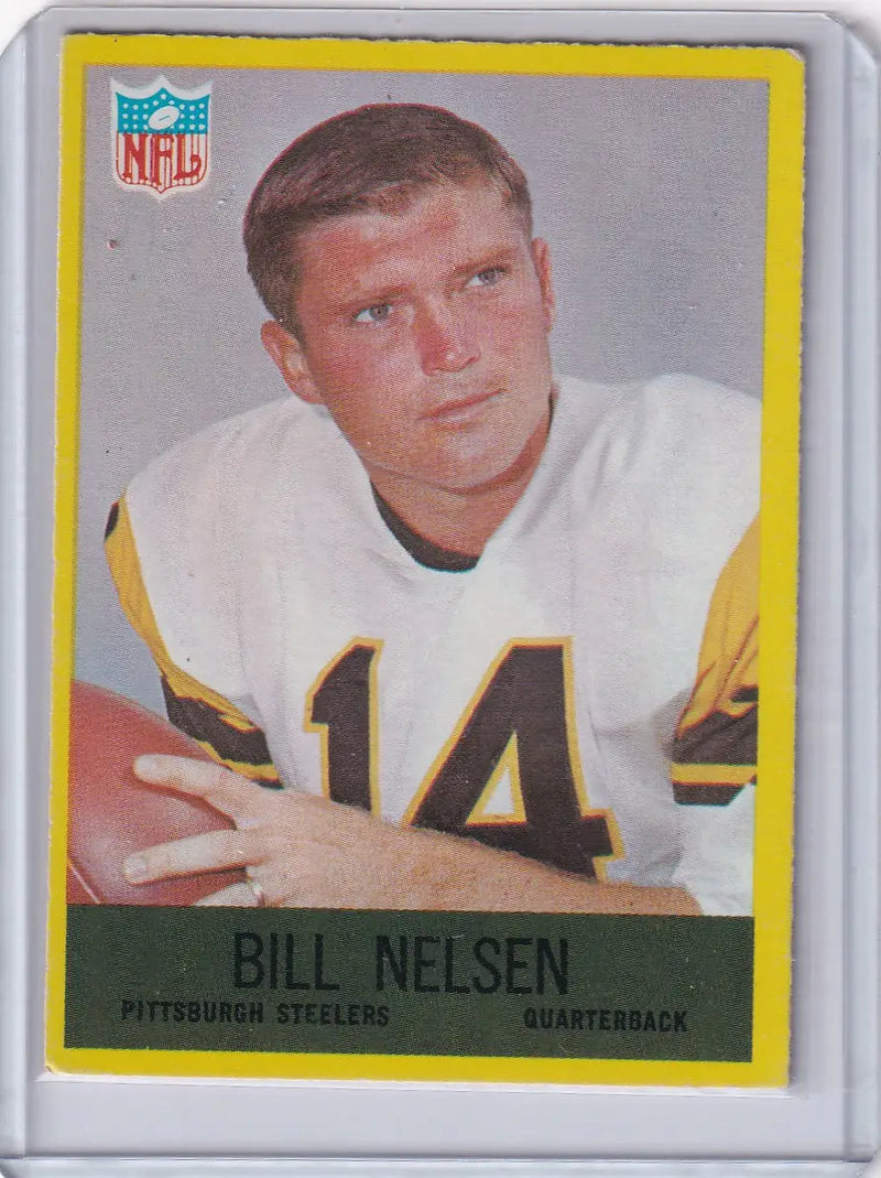 1967 Philadelphia Football Bill Nelsen Pittsburgh Steelers trading card close-up
