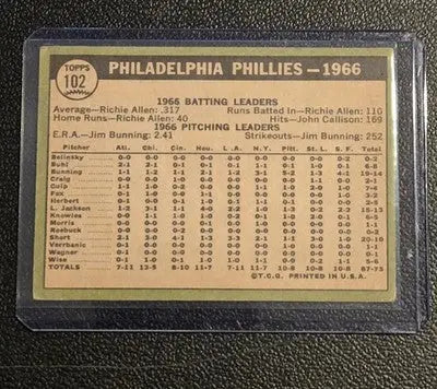 1967 Topps #102 Philadelphia Phillies - Baseball Card Single