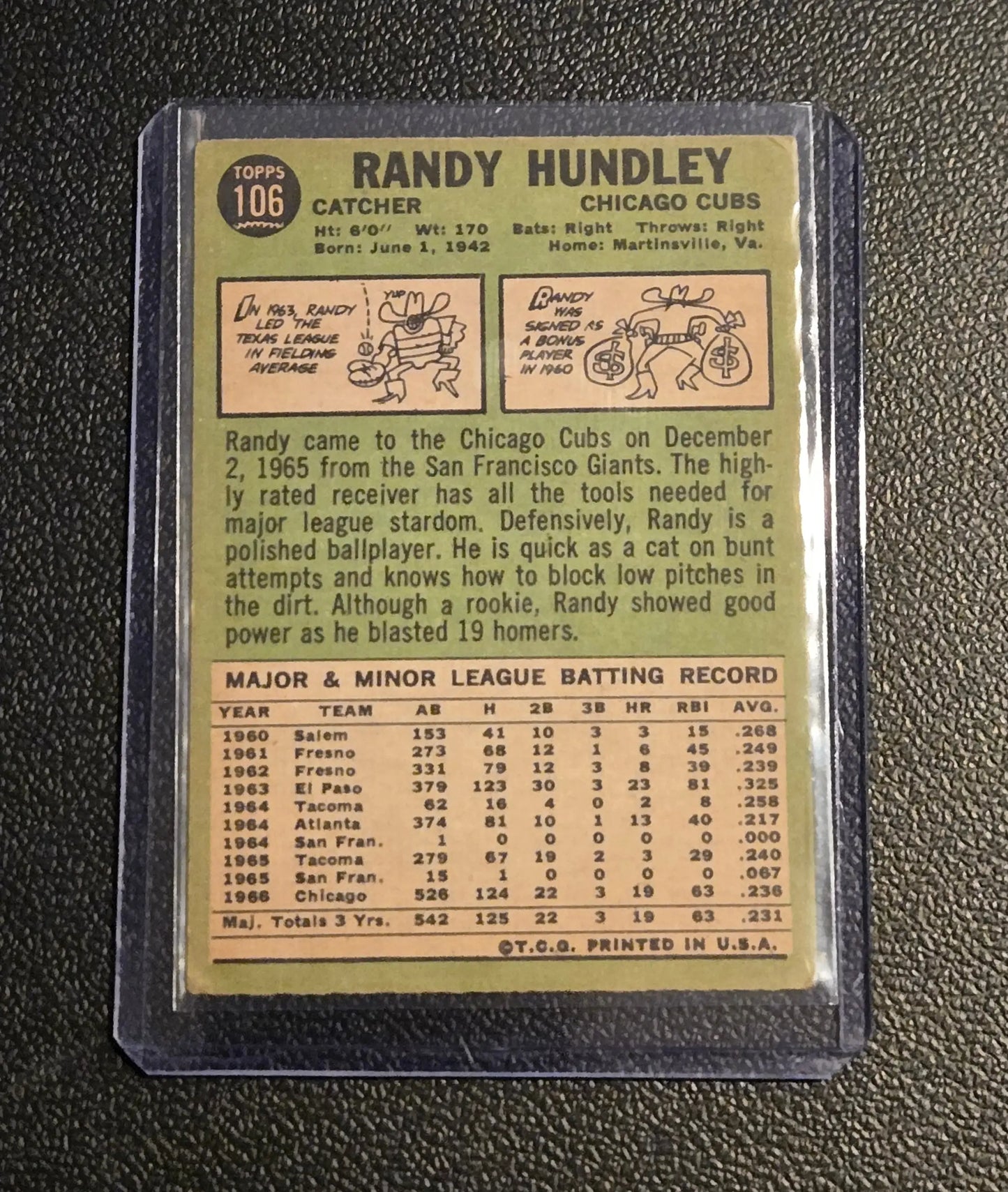 1967 Topps #106 Randy Hundley