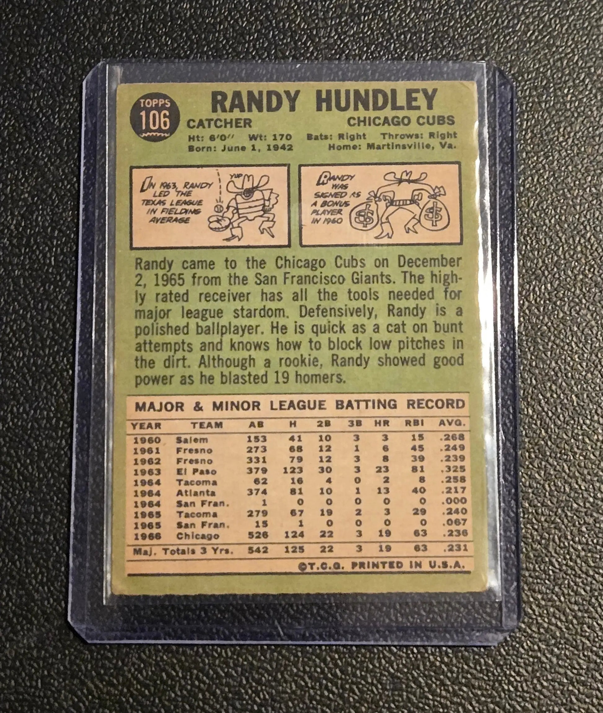 1967 Topps #106 Randy Hundley