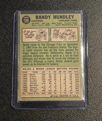 1967 Topps #106 Randy Hundley - Baseball Card Single