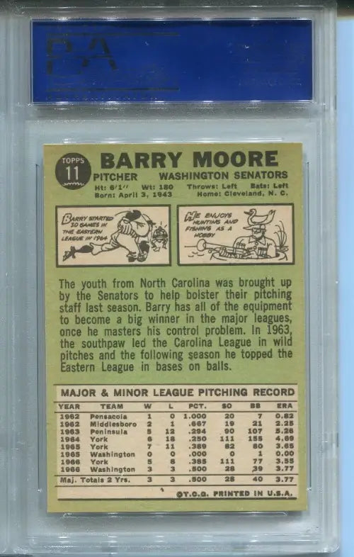 1967 Topps #11 Barry Moore PSA 8 NM-MT SENATORS - Baseball Card Single