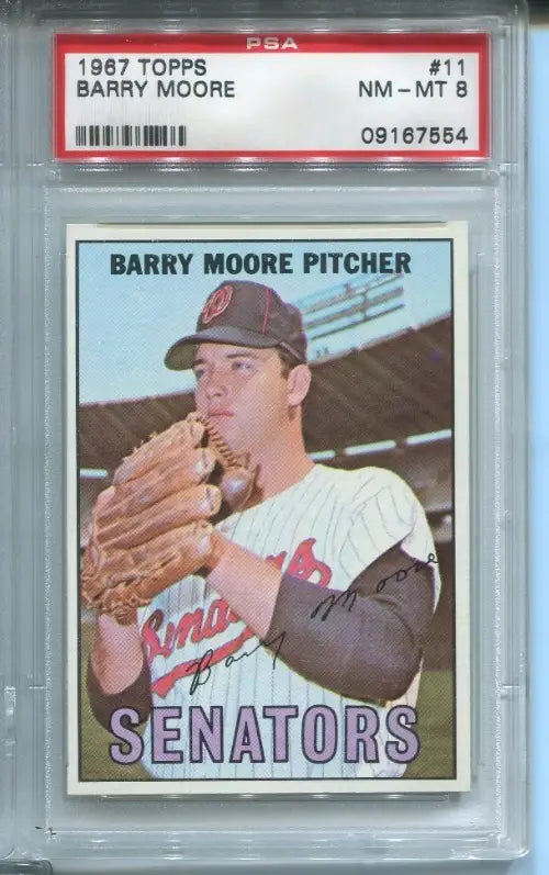 1967 Topps #11 Barry Moore PSA 8 NM-MT SENATORS - Baseball Card Single
