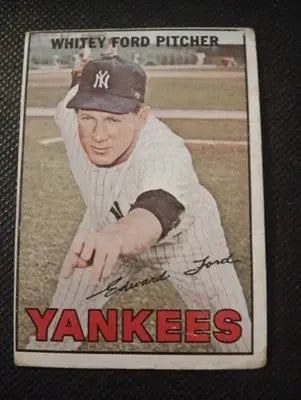 1967 Topps #5 Whitey Ford faint crease. NY Yankees. VG+