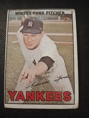 1967 Topps #5 Whitey Ford faint crease. NY Yankees. VG+