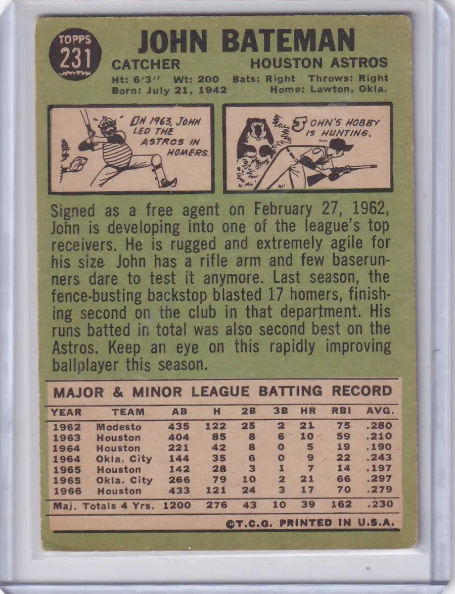 1967 Topps Baseball #231 John Bateman - Houston Astros