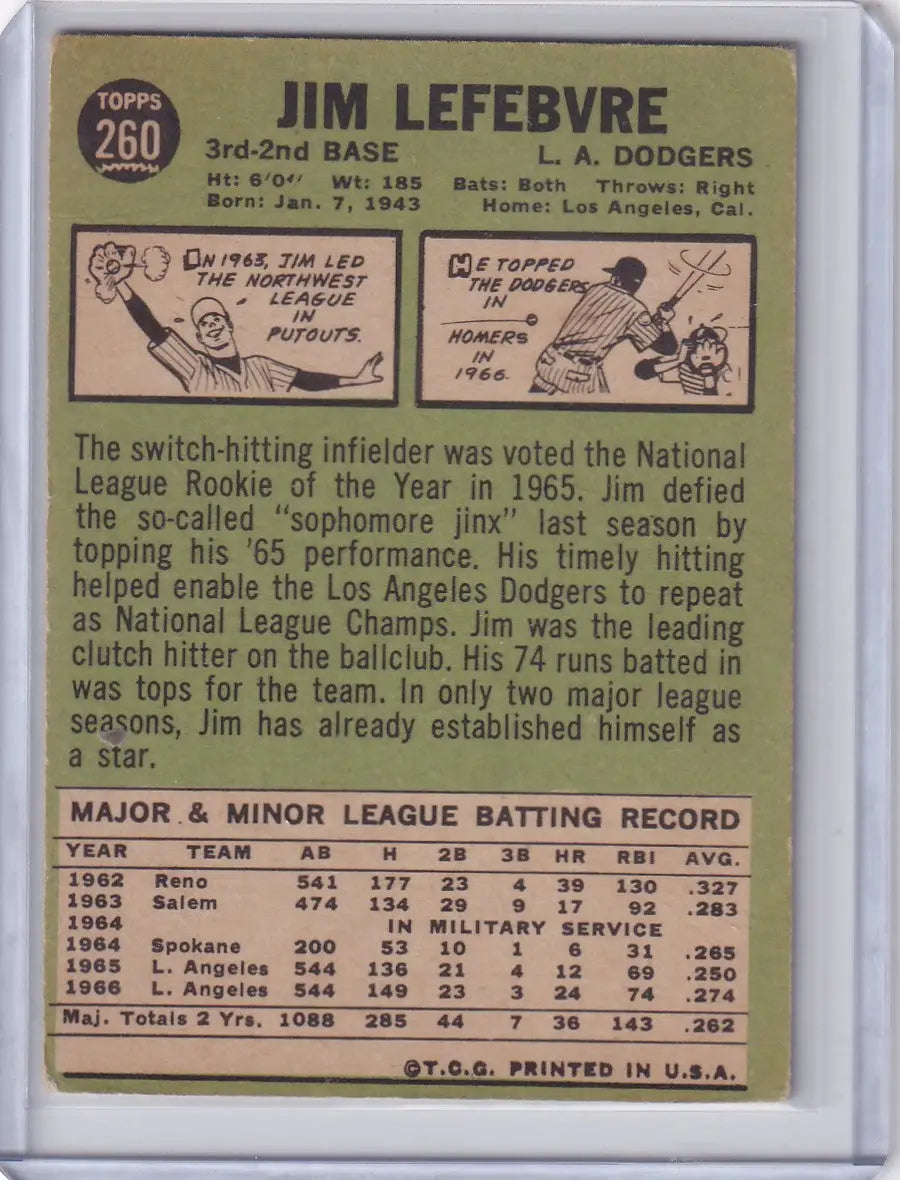 1967 Topps Baseball #260 Jim Lefebvre - Los Angeles Dodgers