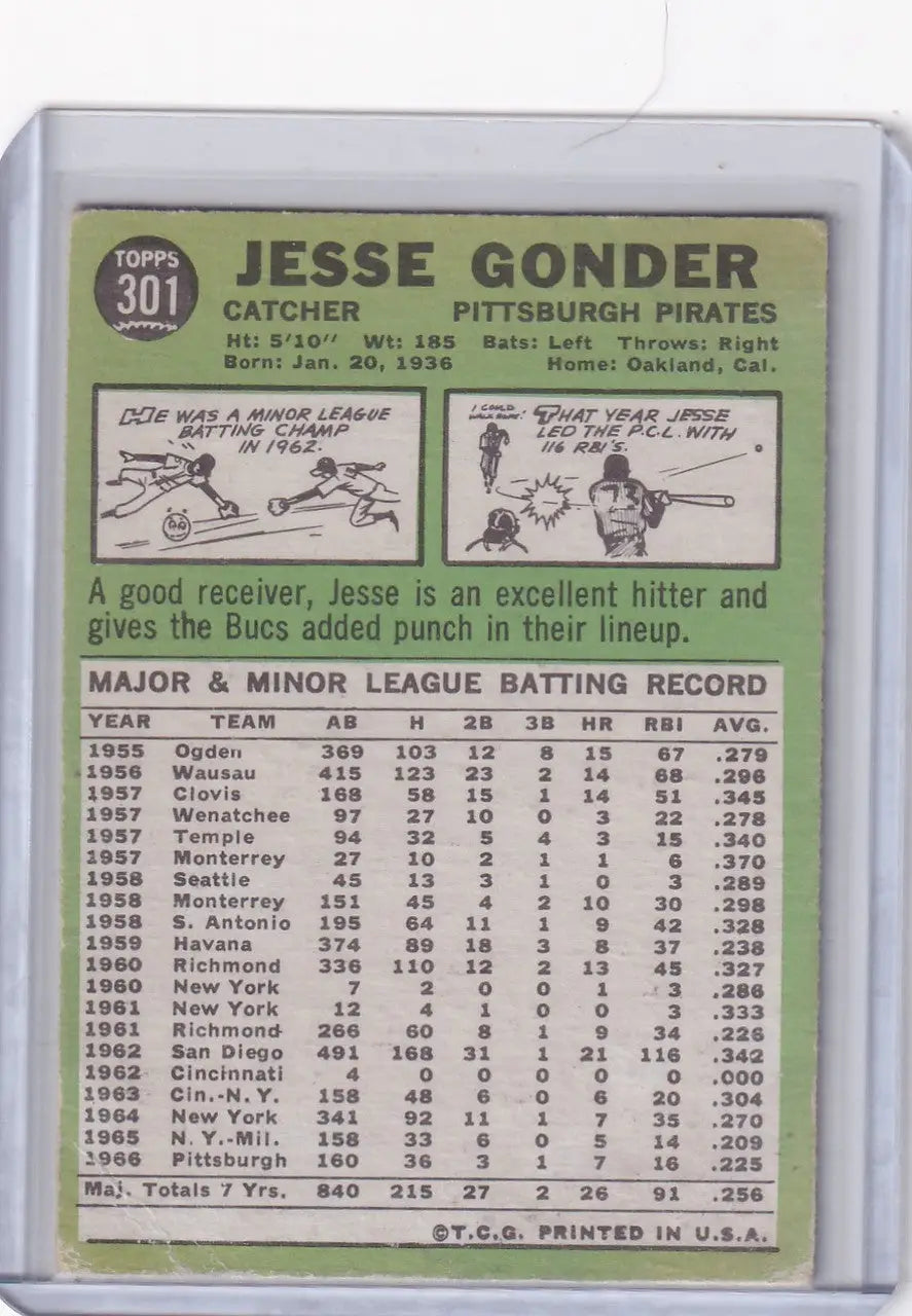 1967 Topps Baseball #301 Jesse Gonder - Pittsburgh Pirates