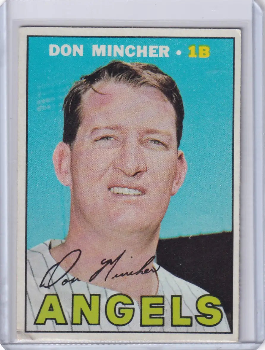 Vintage 1967 Topps Baseball card of Don Mincher featuring California Angels uniform