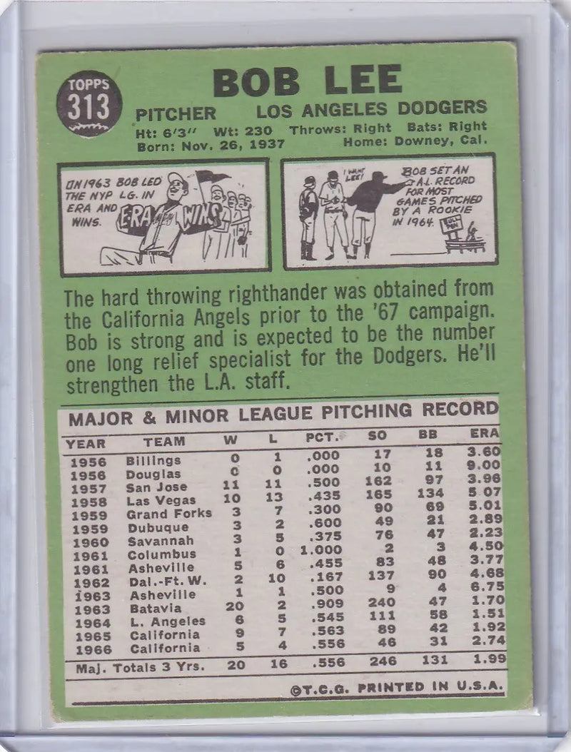 1967 Topps Baseball #313 Bob Lee - Los Angeles Dodgers
