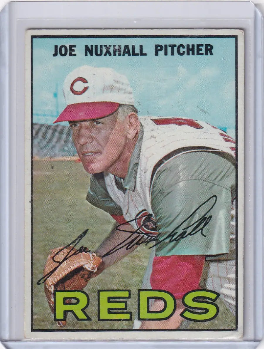 1967 Topps Baseball #44 Joe Nuxhall card featuring Cincinnati Reds vintage design