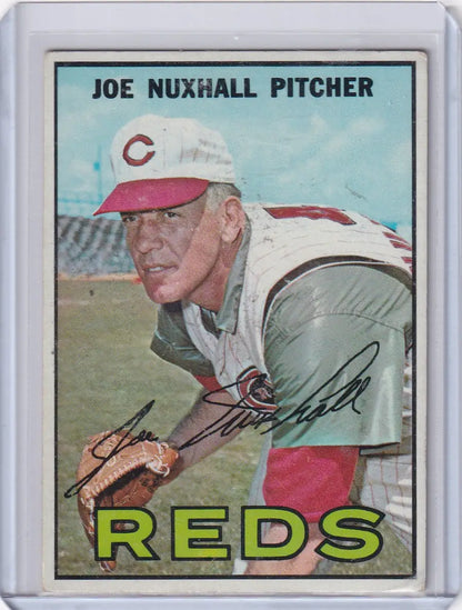 1967 Topps Baseball #44 Joe Nuxhall card featuring Cincinnati Reds vintage design