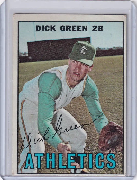 Vintage 1967 Topps Baseball card of Dick Green, Kansas City Athletics second baseman