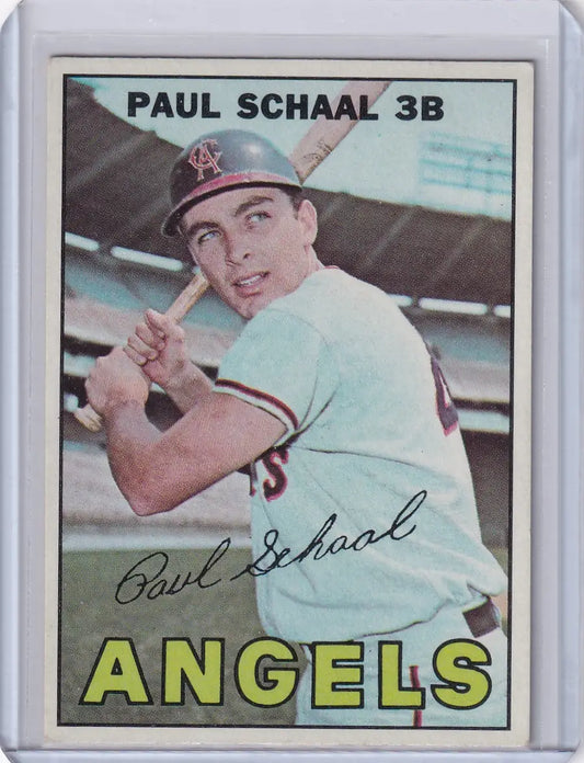 Vintage 1967 Topps Baseball #58a Paul Schaal card of California Angels in batting stance