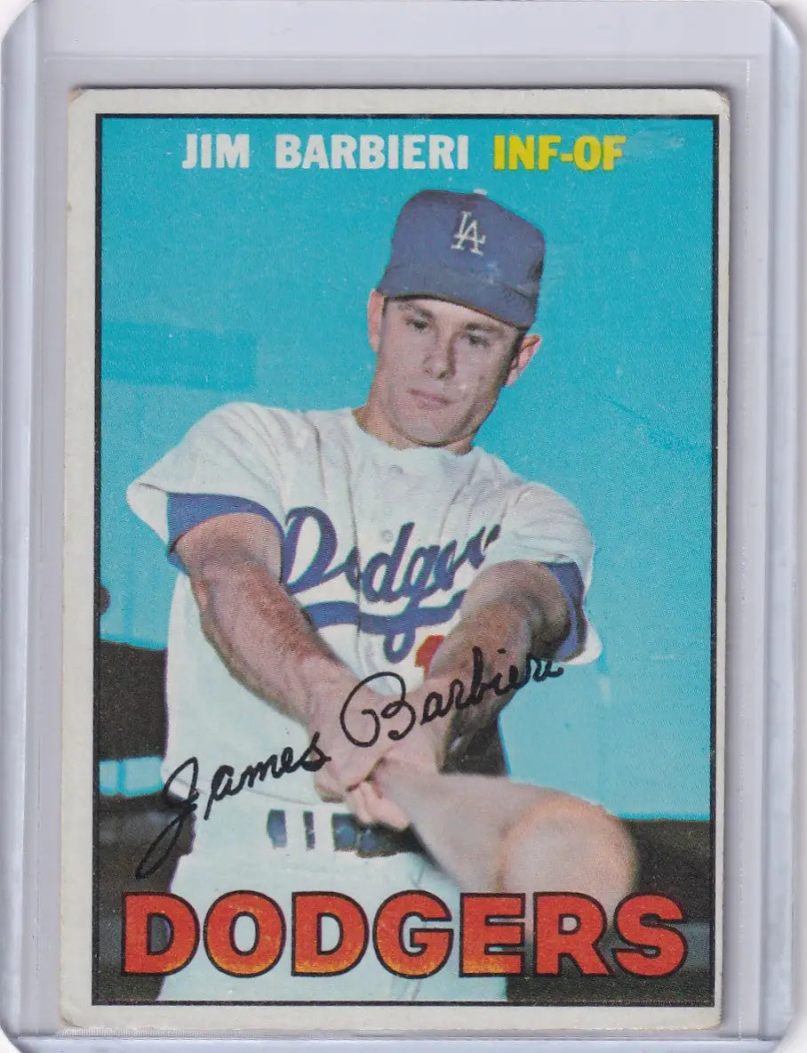 Vintage 1967 Topps Baseball card of Jim Barbieri from the Los Angeles Dodgers RC