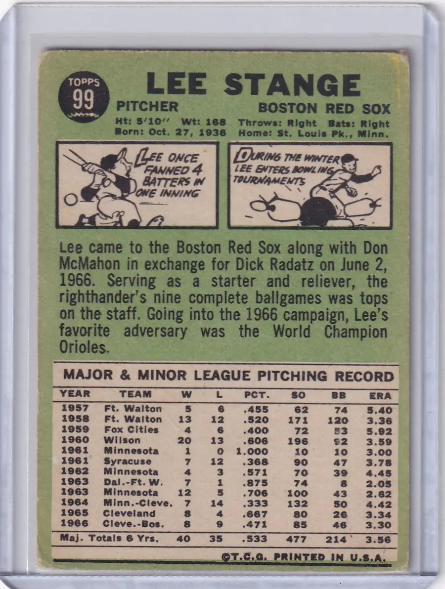 1967 Topps Baseball #99 Lee Stange - Boston Red Sox