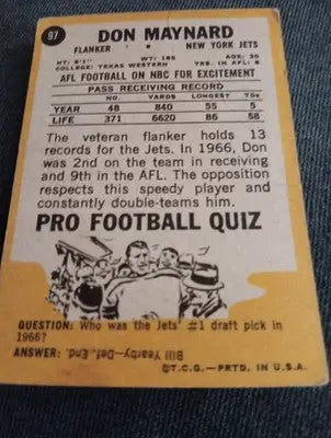 1967 Topps - Don Maynard #97. NY Jets. VG+