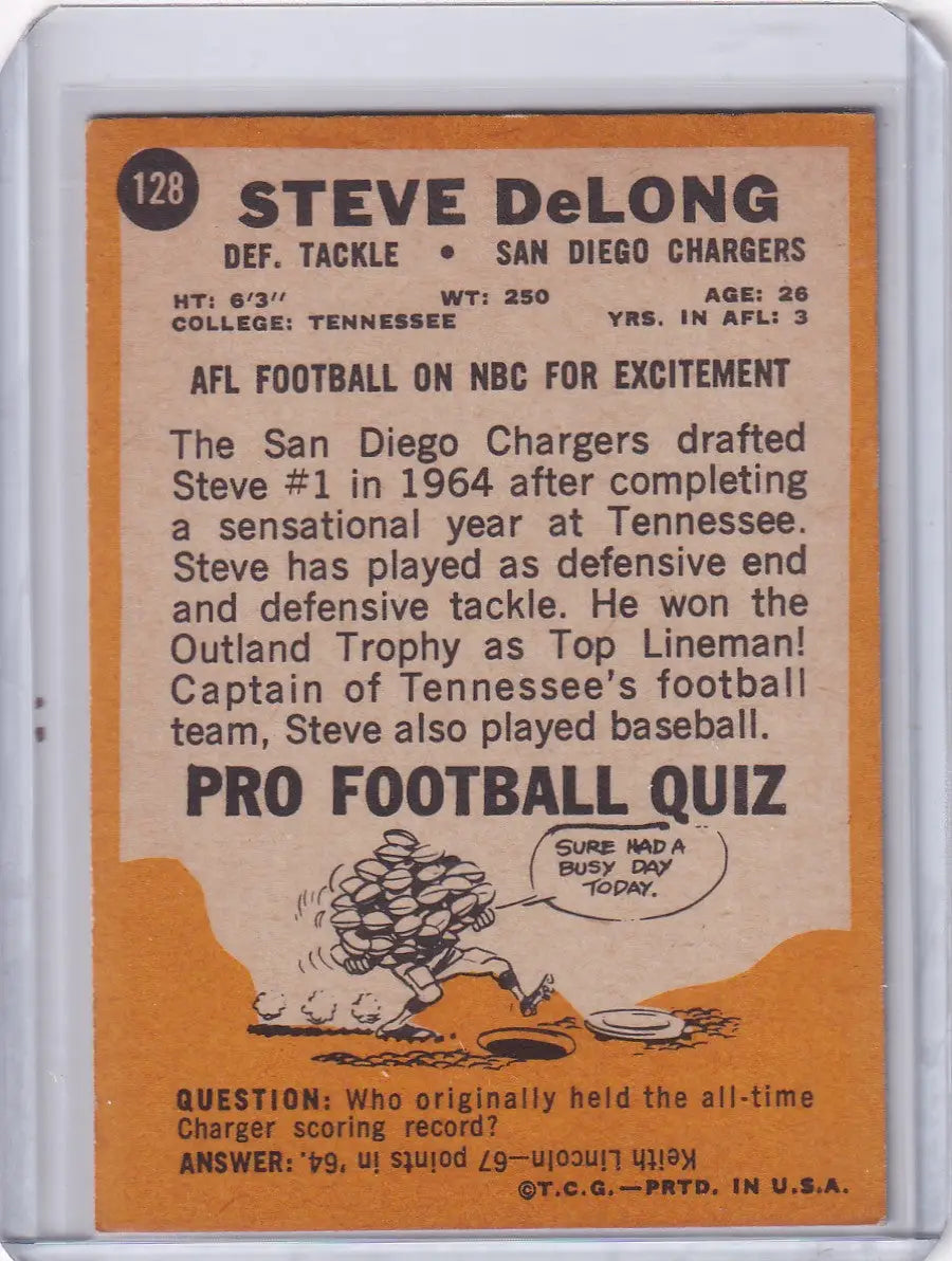 1967 Topps Football #128 Steve DeLong - San Diego Chargers