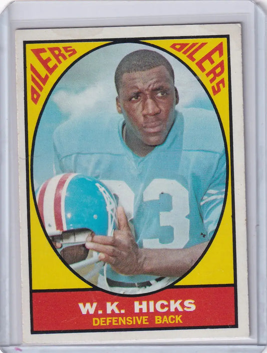 1967 Topps Football #50 W.K. Hicks RC - Houston Oilers - Football Card Single