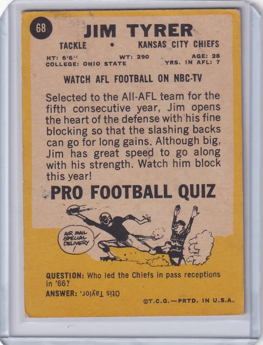 1967 Topps Football #68 Jim Tyrer - Kansas City Chiefs