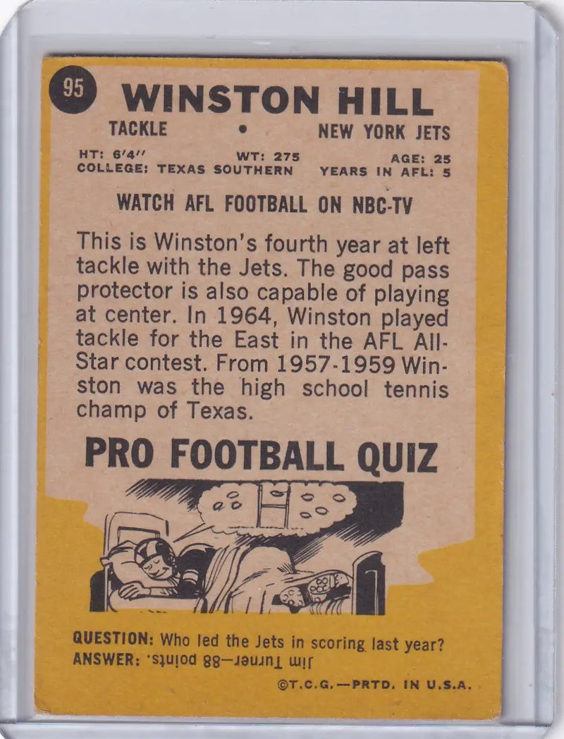 1967 Topps Football #95 Winston Hill - New York Jets