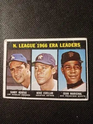 1967 Topps - NL ERA Leaders Sandy Koufax Juan Marichal M. Cuellar #234. PR-GD - Baseball Card Single