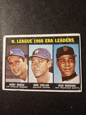1967 Topps - NL ERA Leaders Sandy Koufax Juan Marichal M. Cuellar #234. PR-GD - Baseball Card Single