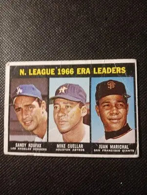1967 Topps - NL ERA Leaders Sandy Koufax Juan Marichal M. Cuellar #234. PR-GD - Baseball Card Single