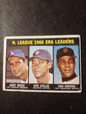 1967 Topps - NL ERA Leaders Sandy Koufax Juan Marichal M. Cuellar #234. PR-GD - Baseball Card Single