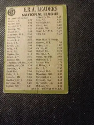 1967 Topps - NL ERA Leaders Sandy Koufax Juan Marichal M. Cuellar #234. PR-GD - Baseball Card Single