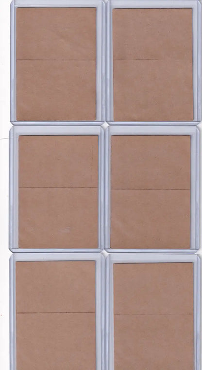 Six brown rectangular panels in a grid showcasing Pittsburgh Pirates Test Stickers