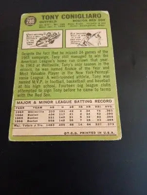 1967 Topps - Tony Conigliaro #280. Red Sox. VG+ - Baseball Card Single