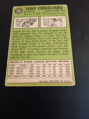 1967 Topps - Tony Conigliaro #280. Red Sox. VG+ - Baseball Card Single